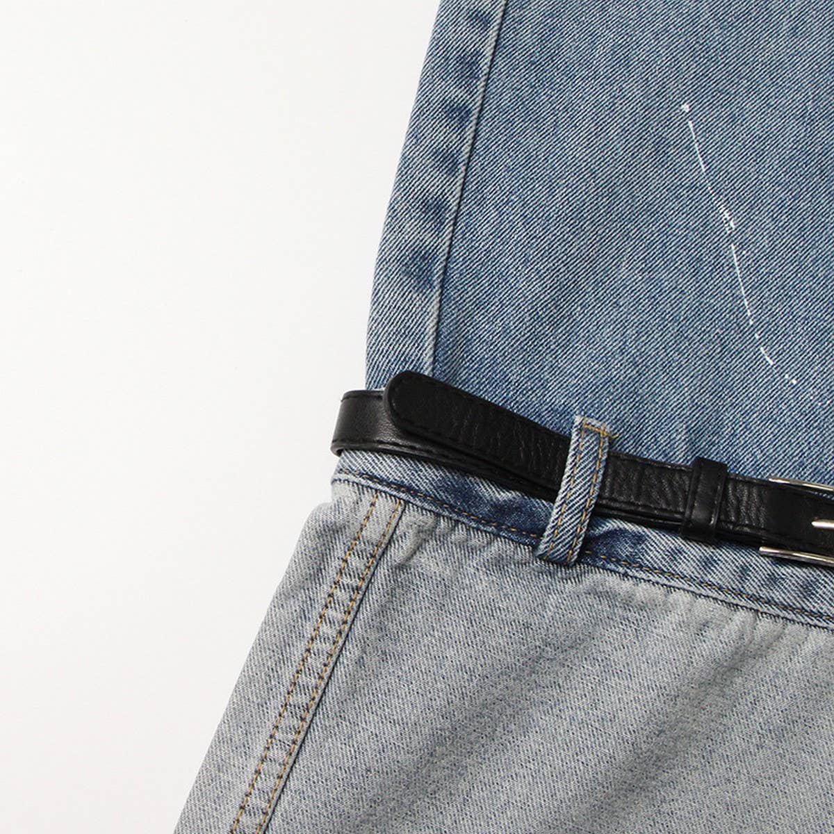 WOMENS HIGH WAISTED STRAIGHT LEG PATCHWORK JEANS