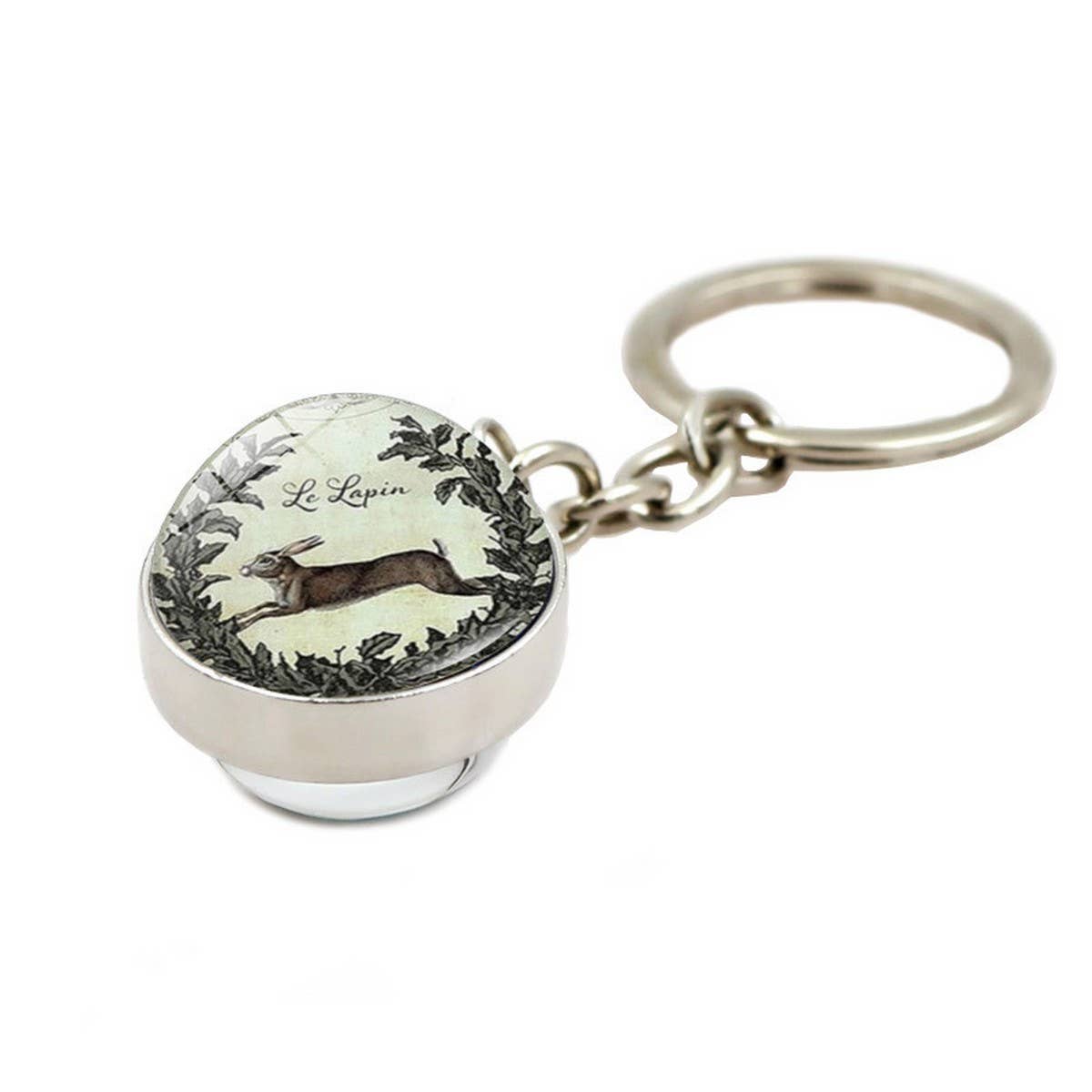 EASTER RABBIT CRYSTAL GLASS BALL PENDANT KEYCHAIN