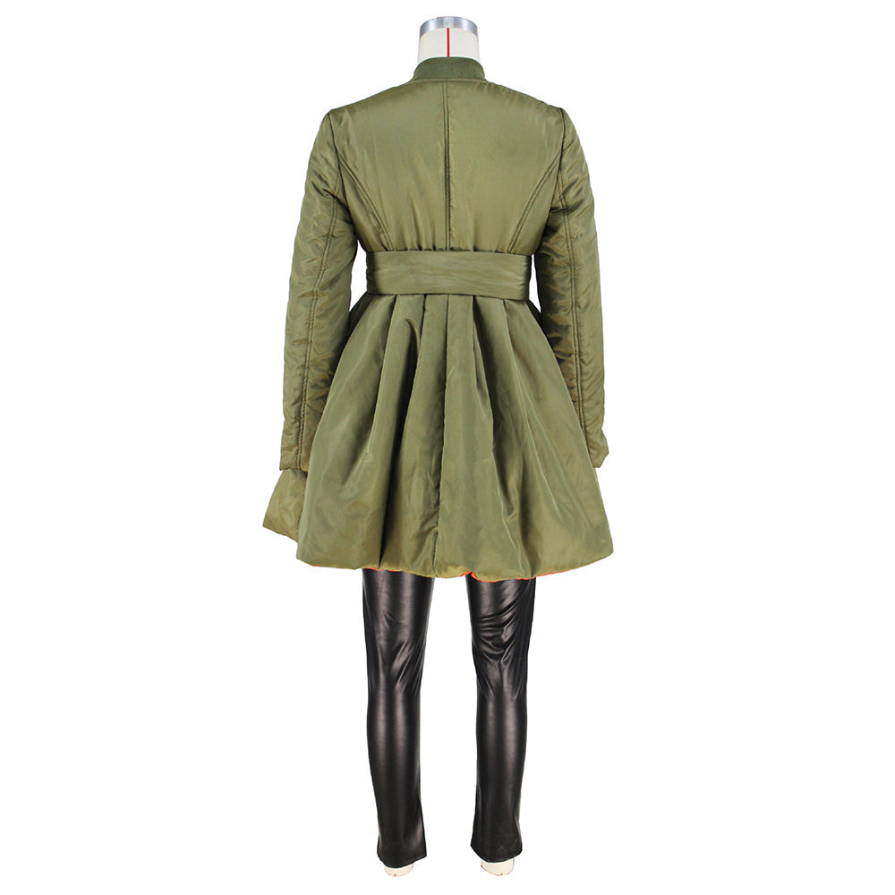 Pleated Babydoll Long Coat Casual Jacket
