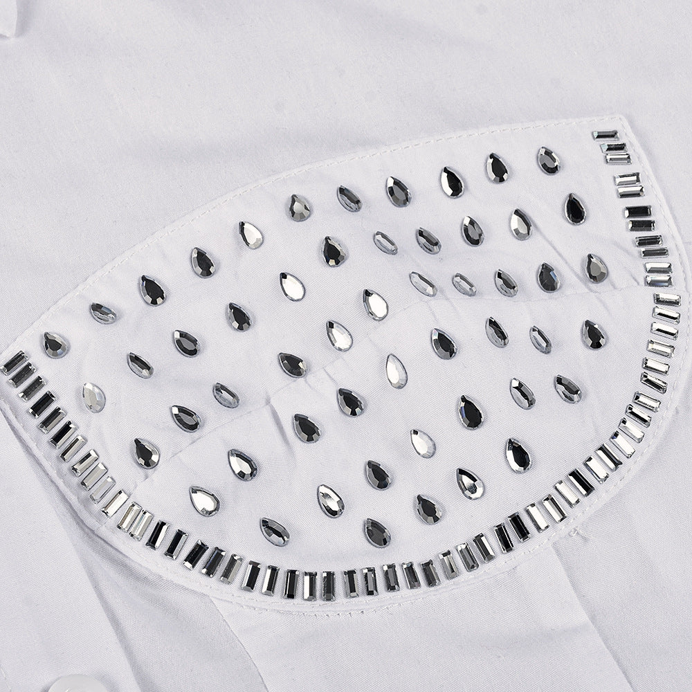 Long Sleeve Diamond Lapel Street Casual Shirt