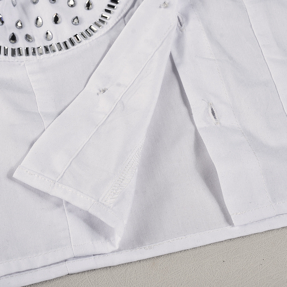 Long Sleeve Diamond Lapel Street Casual Shirt