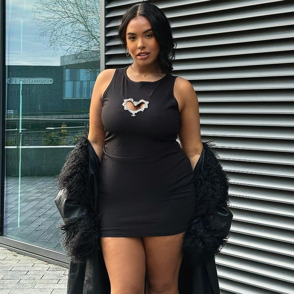 Sleeveless Backless Love Pointed Tube Dress