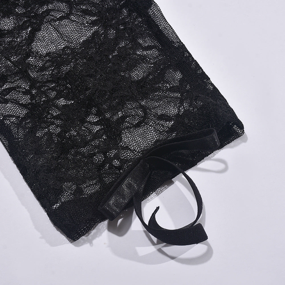 U Neck Long Sleeve Sexy Stretched Ribbon Point Jumpsuit