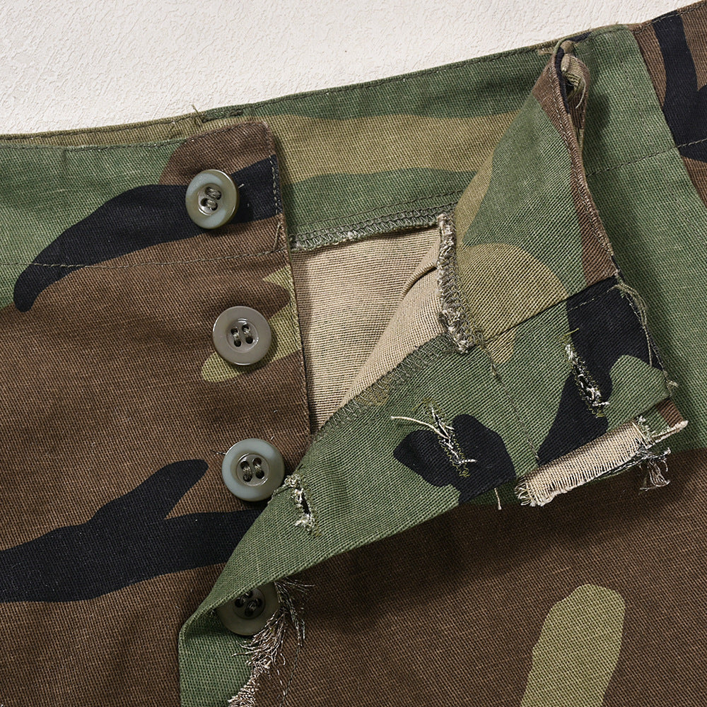 Camouflage Button Pocket Street Casual Skirt