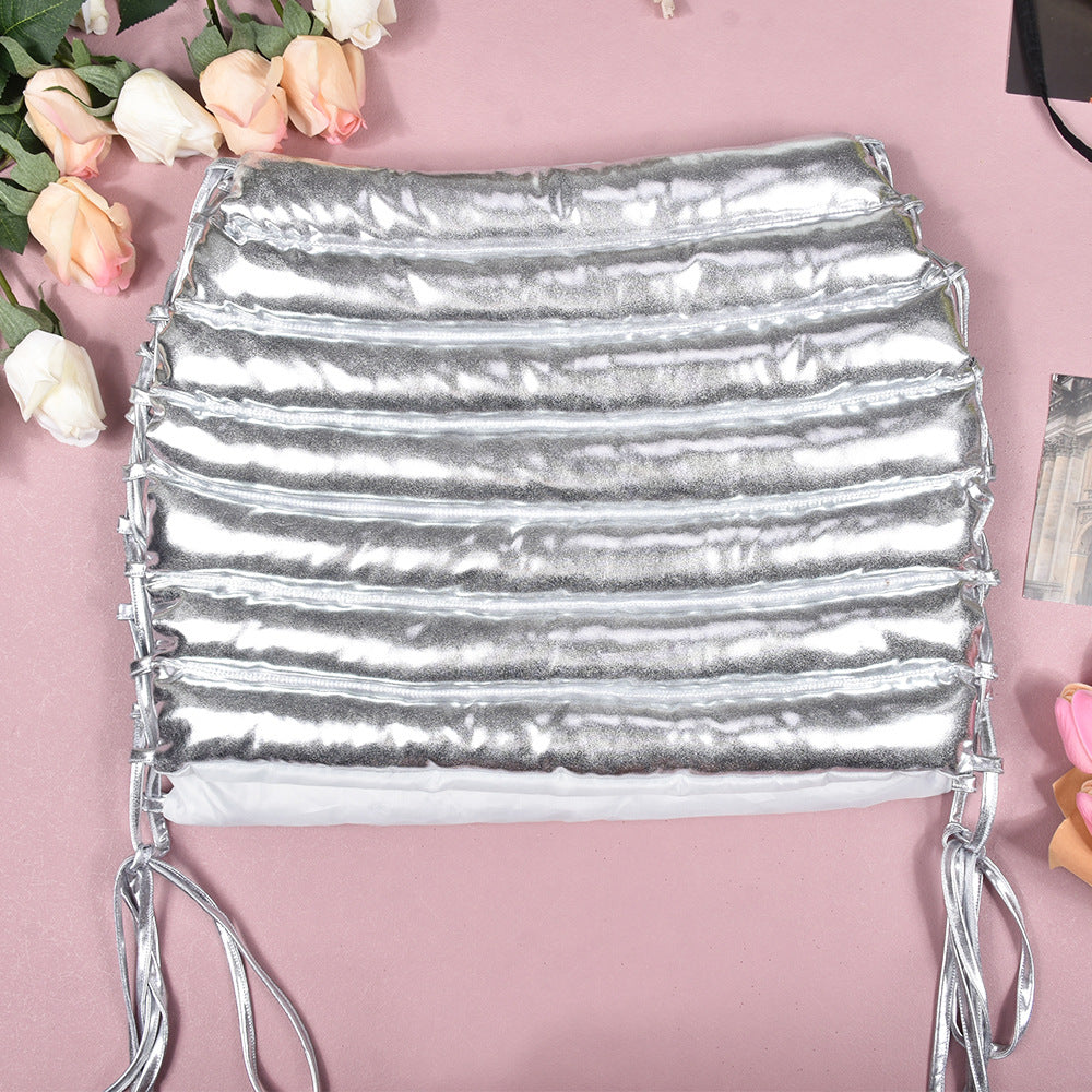 Womens Splash Proof Straps Glossy Padded Skirt