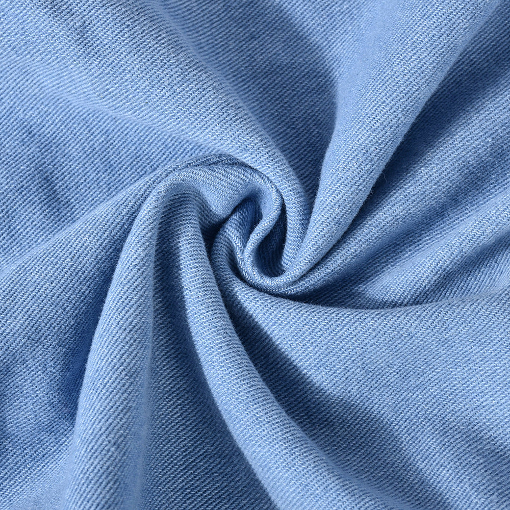 Womens Washed Denim Pocket Slit Flow Maxi Skirt