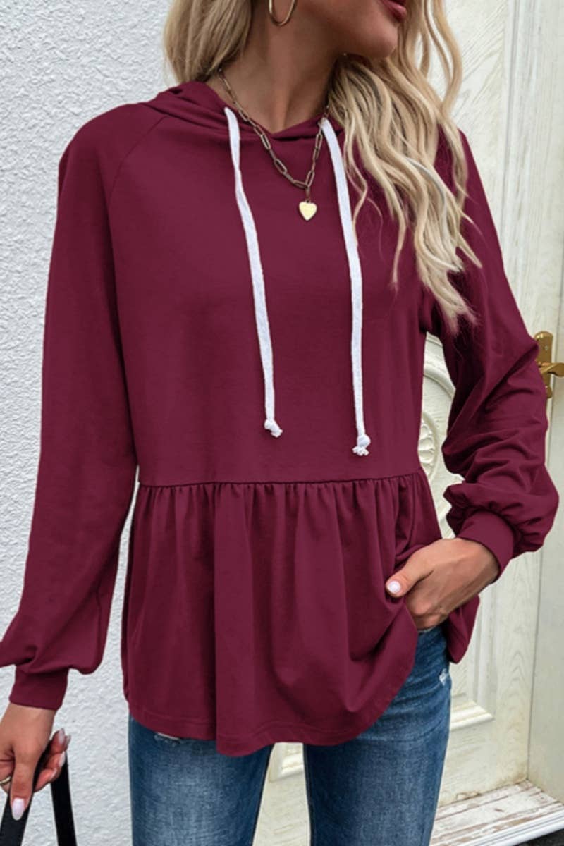 CWOHOL1013_DESIGN HOODED SPLICED LONG-SLEEVED HOODIE