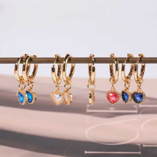 Fashion Heart Zodiac Birthstone Earrings Luxury_CWAJE5093