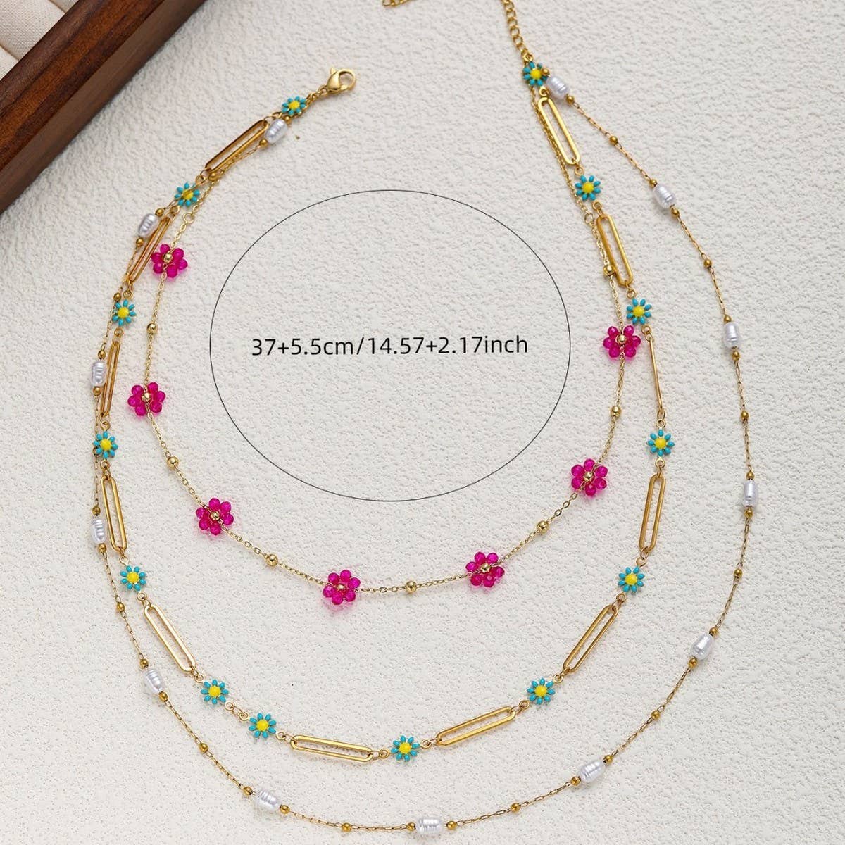 COLORFUL BEADED NECKLACE DOPAMINE CLAVICLE CHAIN