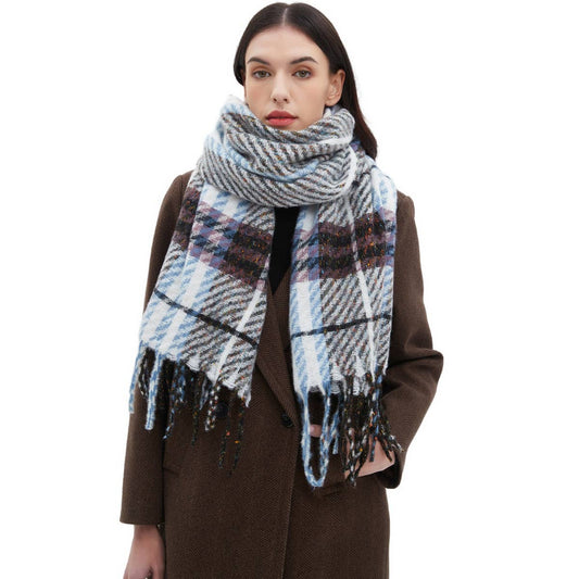 New Tassel Checkered Scarf for Fall & Winter_CWASC0869