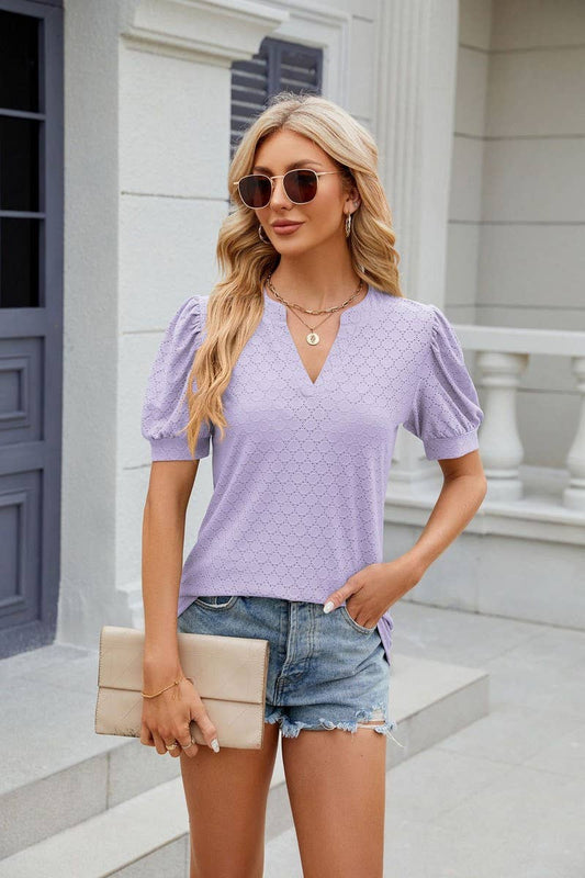 Cwtts0842_V-Neck Short Sleeve Knit Top