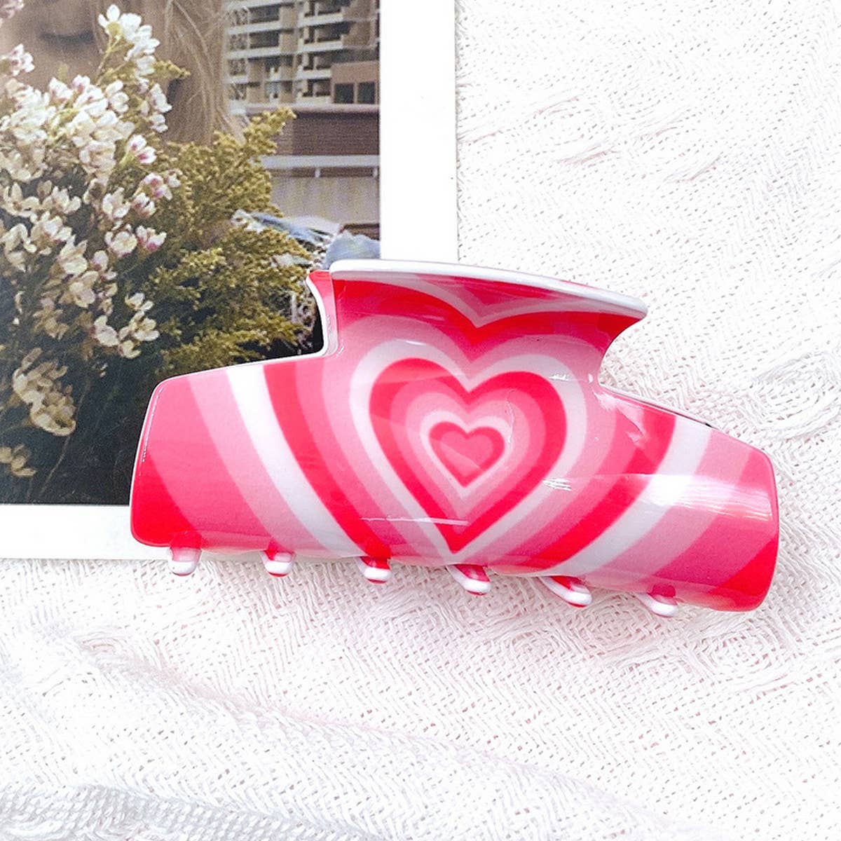 Cute heart shaped acrylic hairpin 8.7cm hairpin_CWAHA0670