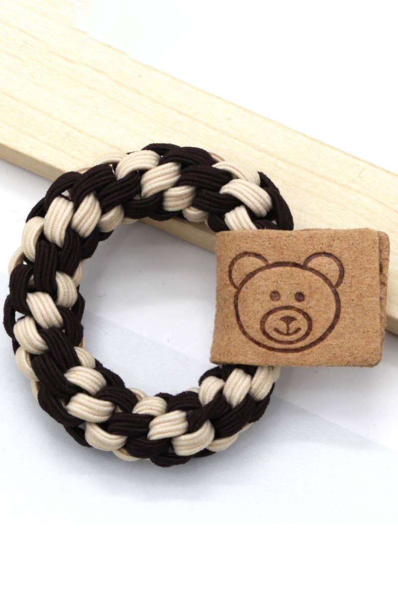 5PCS BEARS DECORATIVE TWO TONE CASUAL HAIR TIE_CWAHA0187