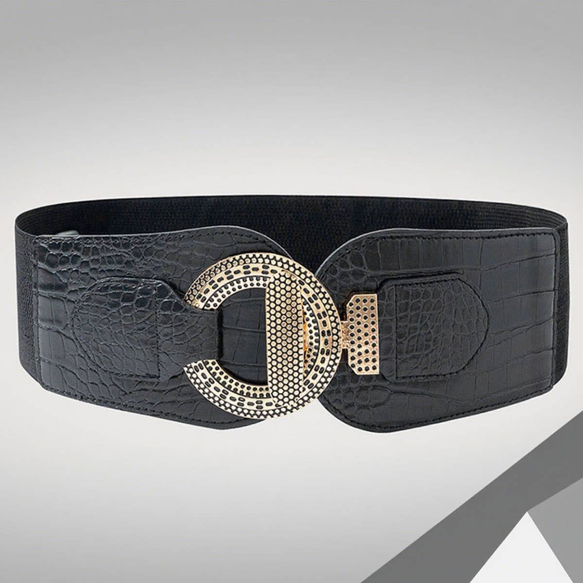 Retro crocodile print button-down waist belt