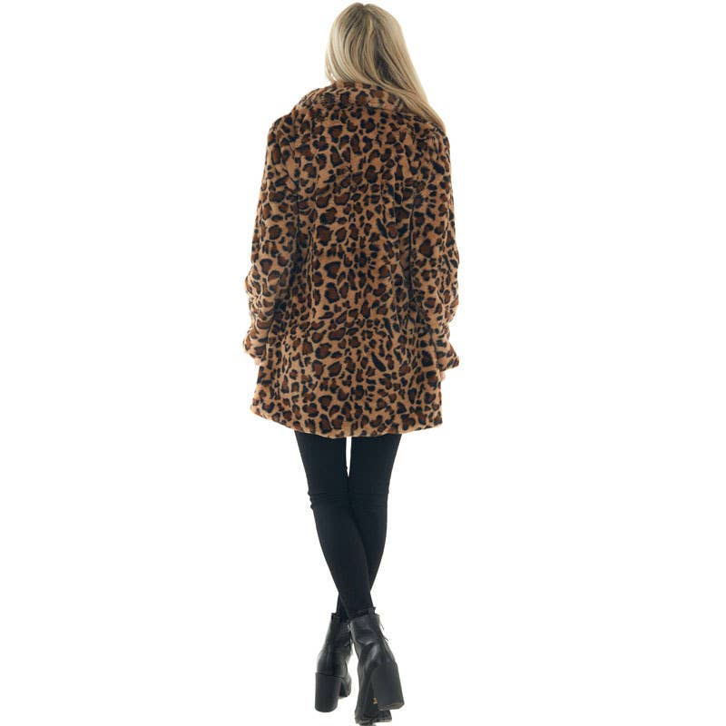 STYLISH FAUX FUR COAT WITH BAGGY FUR POCKETS