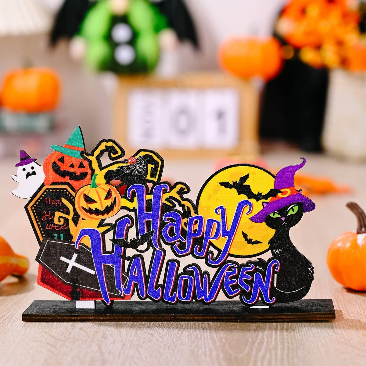 CWMM10259_HALLOWEEN WOODEN TABLETOP HOME DECORATION