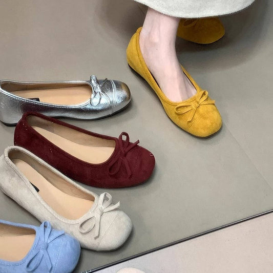 Vintage Bow Mary Jane Ballet Shoes for Women