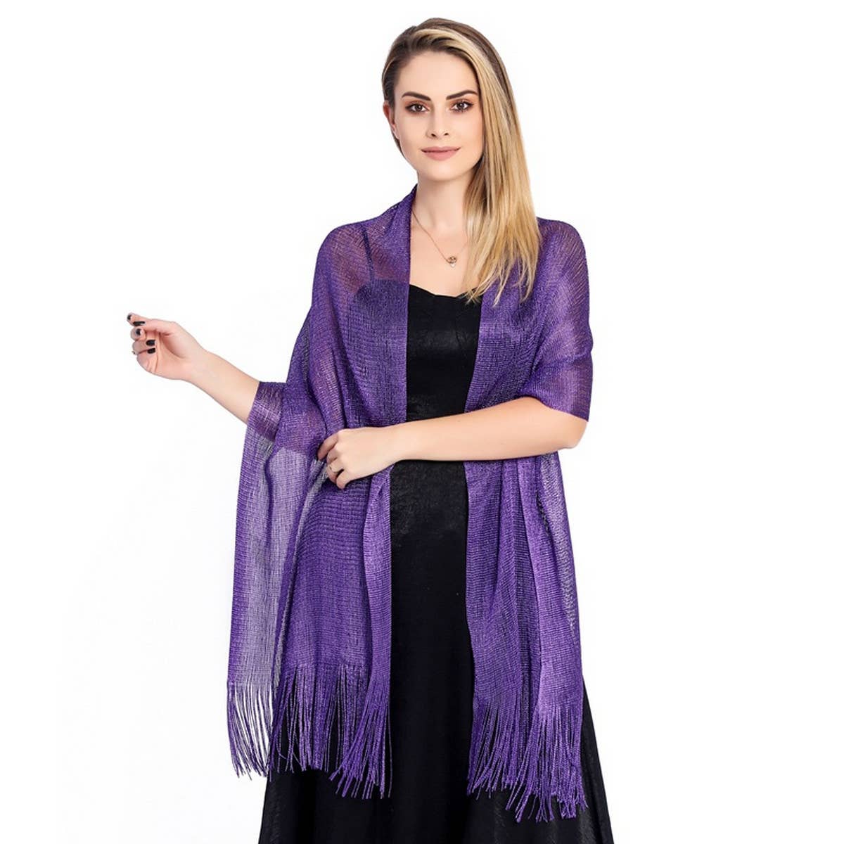 FASHIONABLE GOLD AND SILVER SILK SHAWL