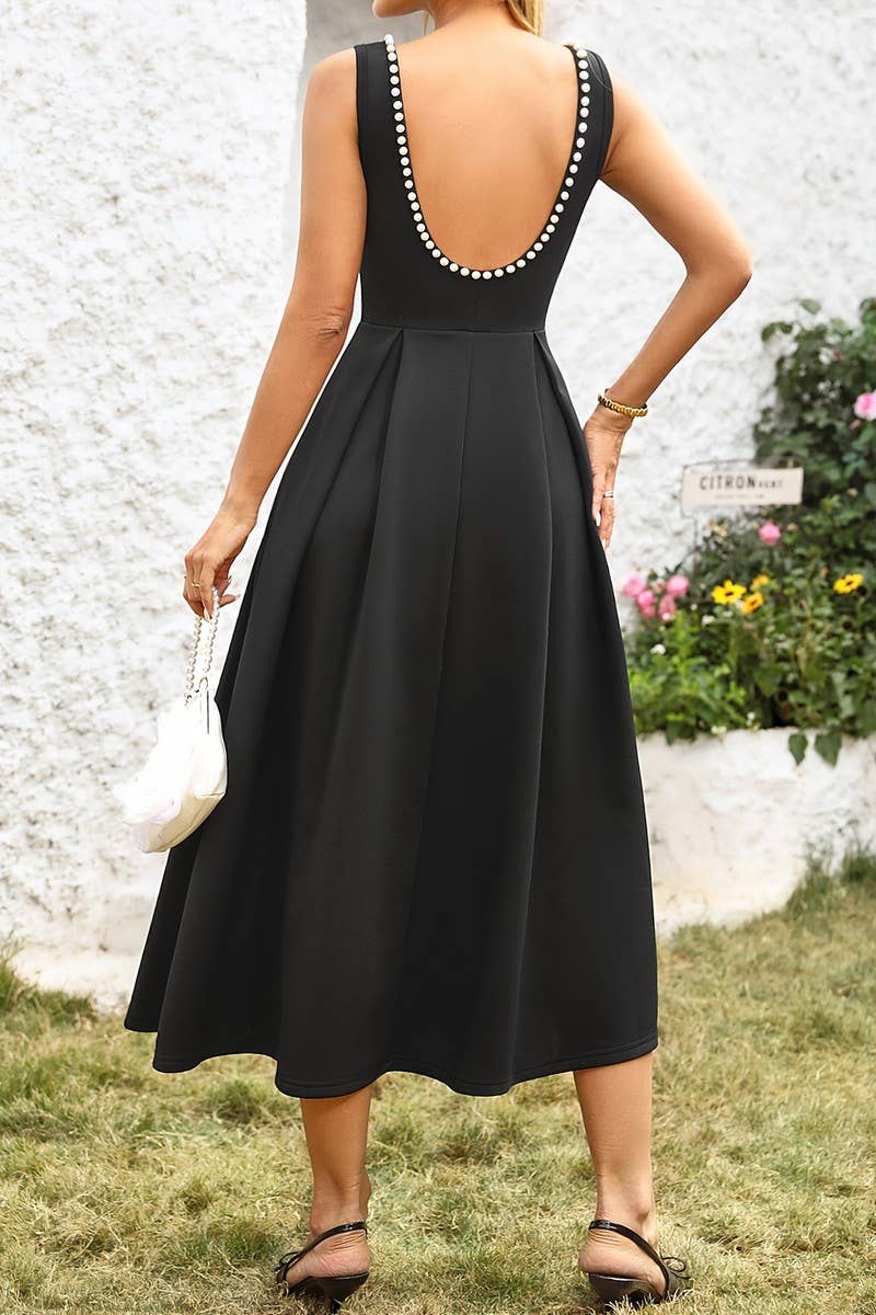 CWDMD4884_HEPBURN BACKLESS PEARL EVENING GOWN DRESS