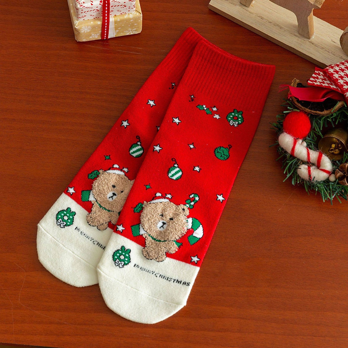 Christmas Gifts Santa Claus Elk Pattern Crew Socks