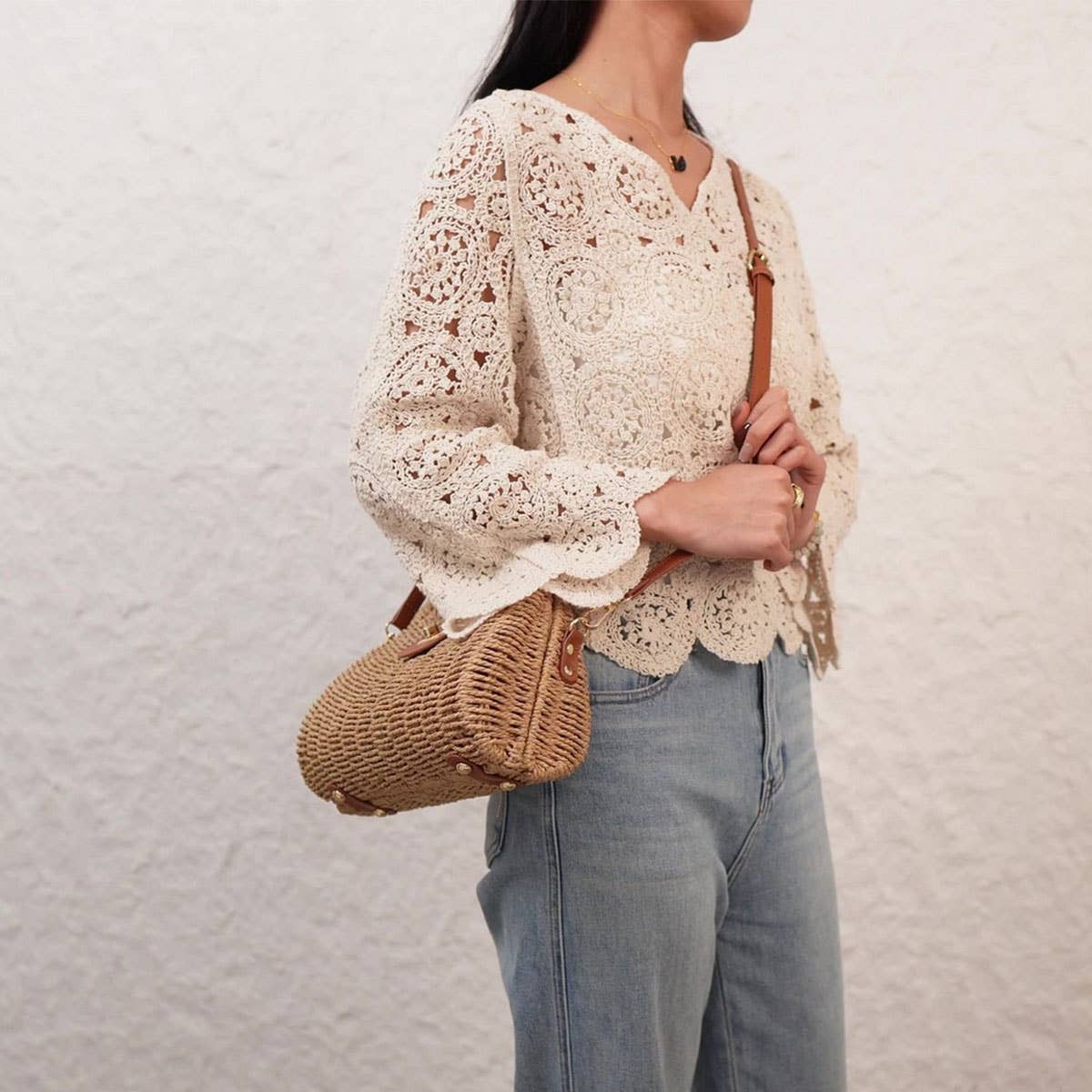 HIGH-END FASHIONABLE PAPER ROPE WOVEN BAG_CWAB4710