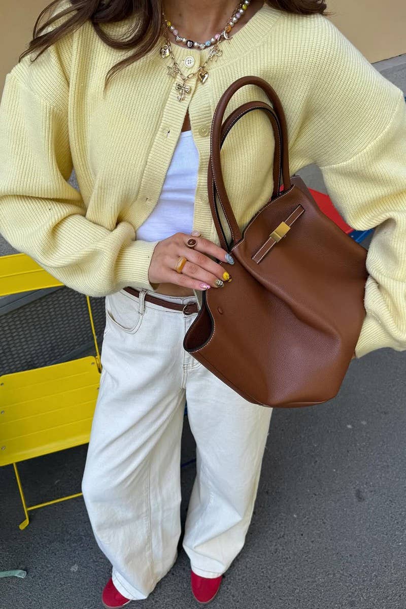 CWOCAL00777_SOLID COLOR BUTTON LONG SLEEVE KNITTED JACKET