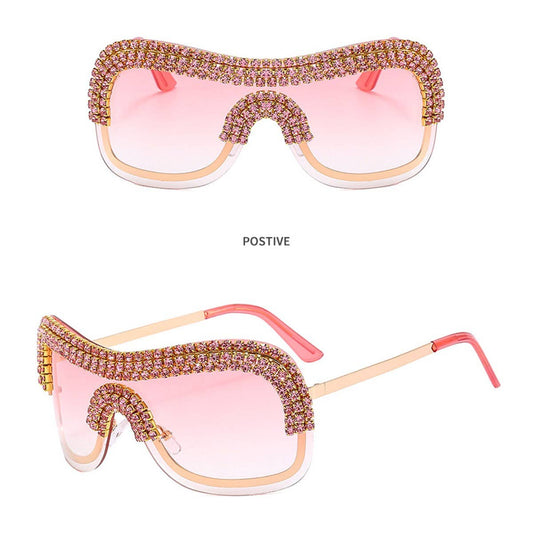 COOL ONE-PIECE METAL-RIM PUNK SUNGLASSES
