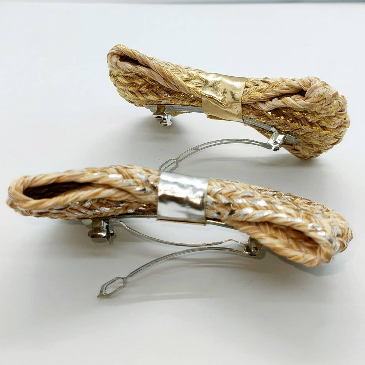 Bohemian Raffia Gold Butterfly Bow Clip_CWAHA6358