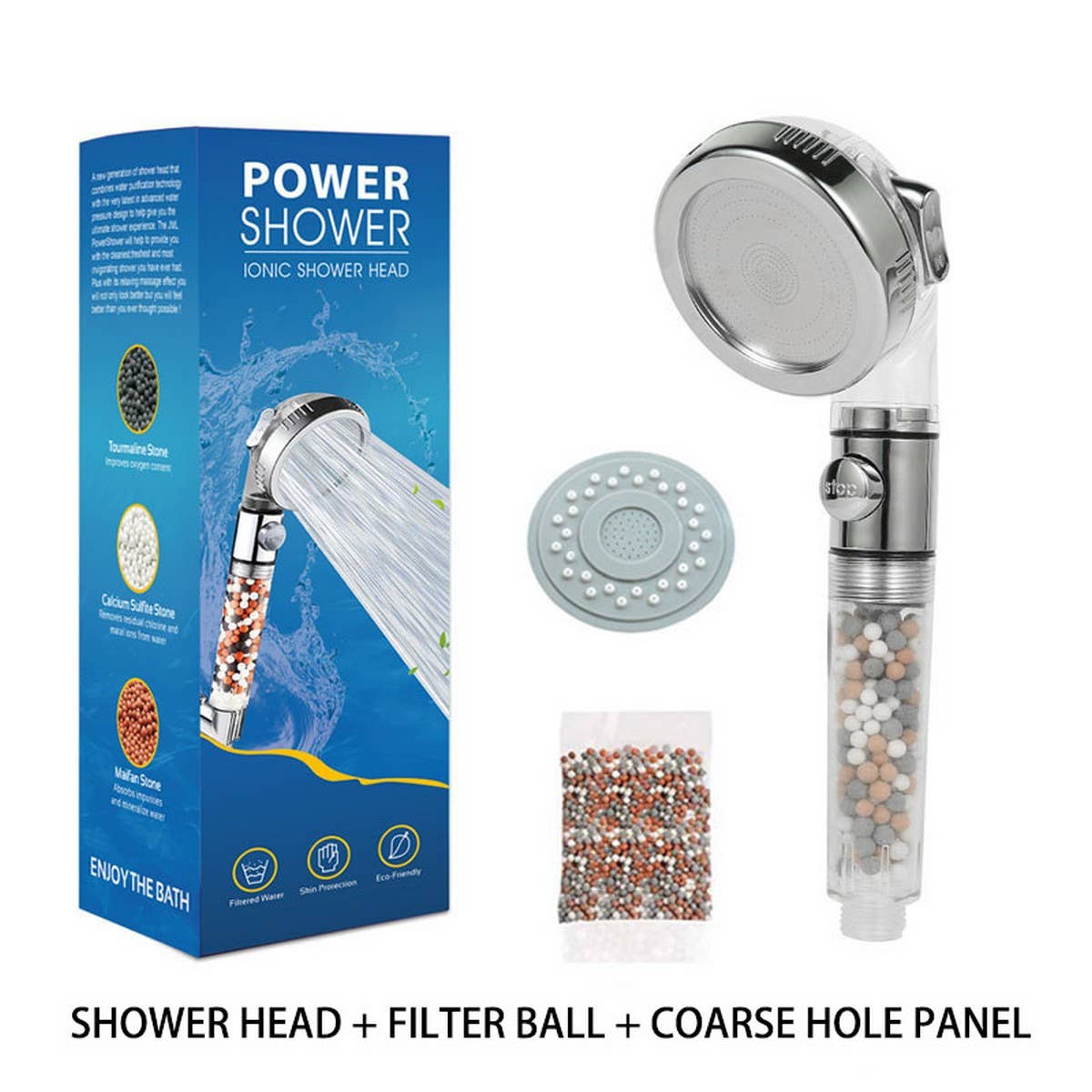 THREE-SPEED WATER FILTER SHOWER HEAD WITH BOOSTER