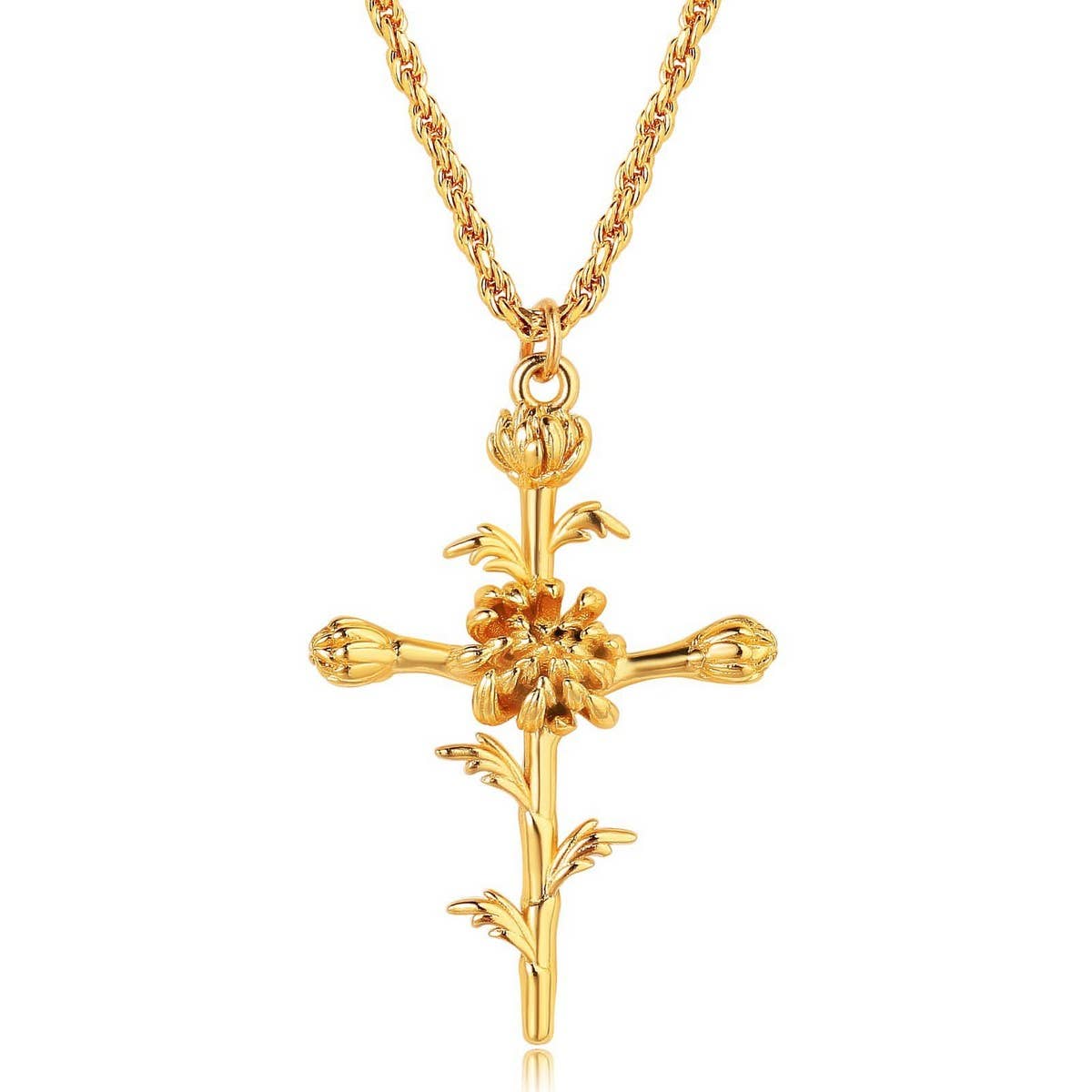 NEW CREATIVE DECEMBER CROSS FLOWER NECKLACE