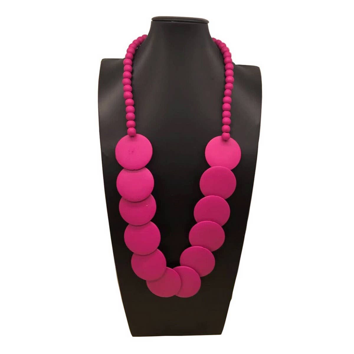 HANDMADE LARGE ROUND WOODEN BEAD LONG NECKLACE