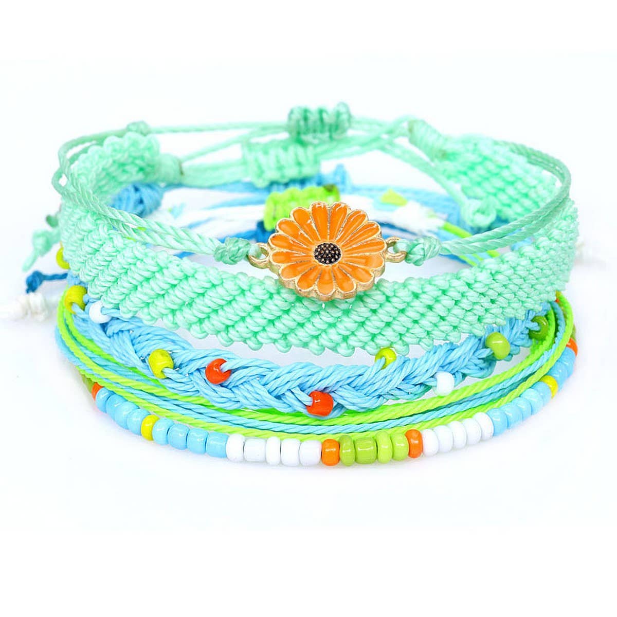 SUNFLOWER DAISY MIXED COLOR WOVEN BRACELET