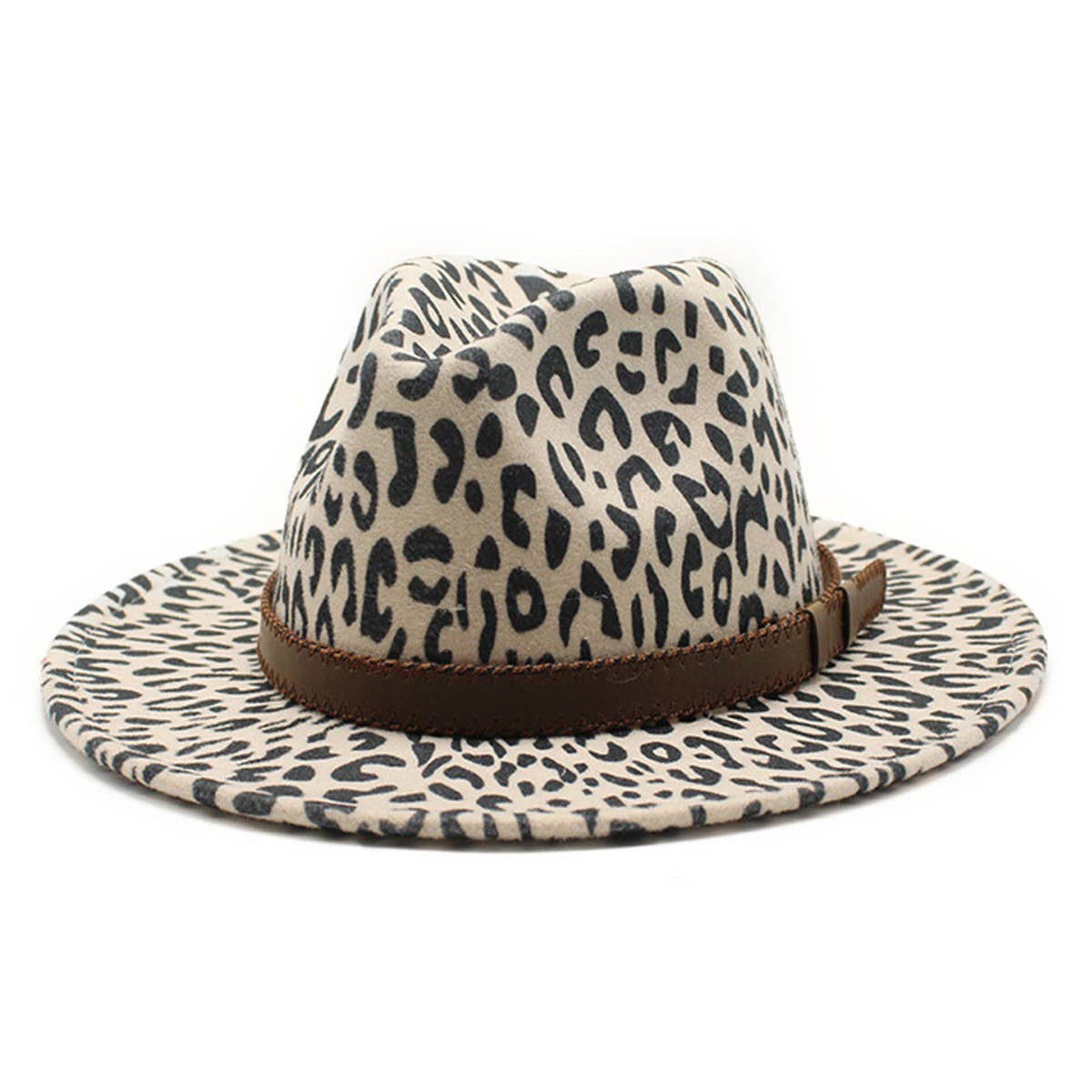LEOPARD PRINT HAT JAZZ HAT WOOLEN HAT WIDE BRIM HAT_CWAH2579