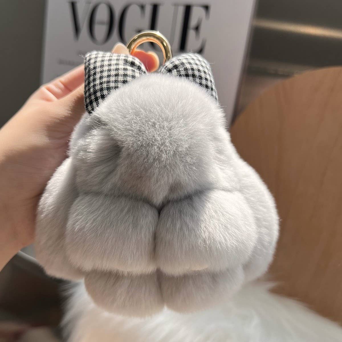 CUTE PLUSH DOLL BOW BUNNY CAR KEYCHAIN PENDANT