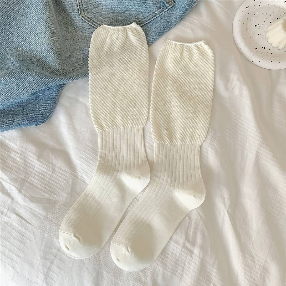 WOMEN BREATHABLE MESH MID-LENGTH COTTON SOCKS