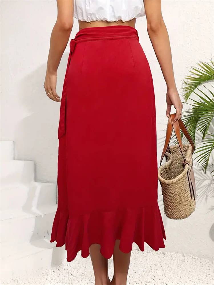 Lace flounder irregular skirt