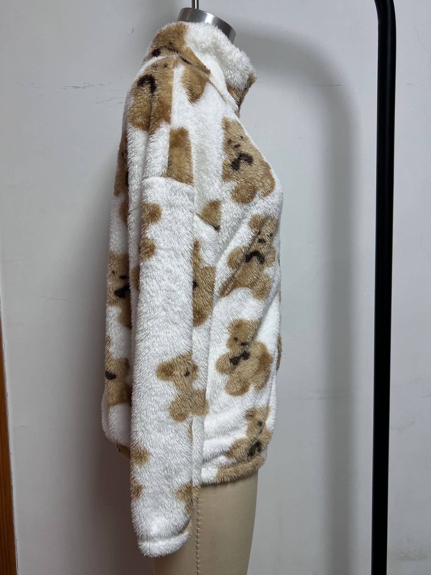 Little bear printed polar fleece warm coat