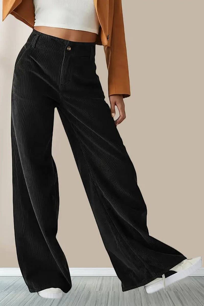 CWBLP1857_SOLID COLOR HIGH WAIST CASUAL STRAIGHT PANTS