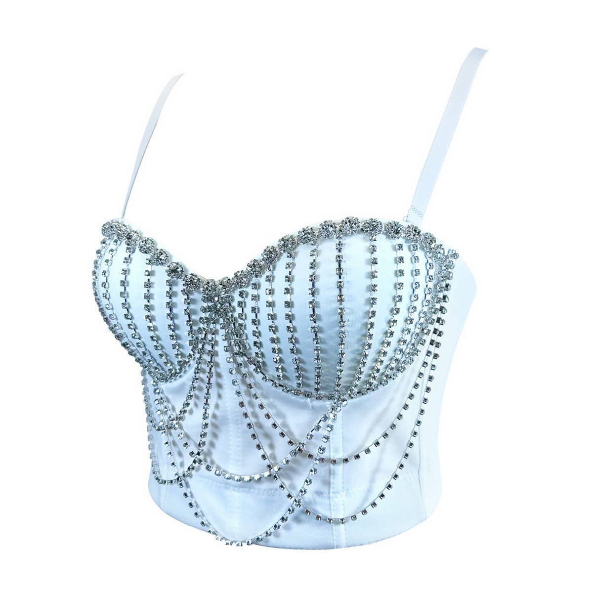 SEXY DESIGN CHEST CHAIN TASSEL HERRINGBONE BRA