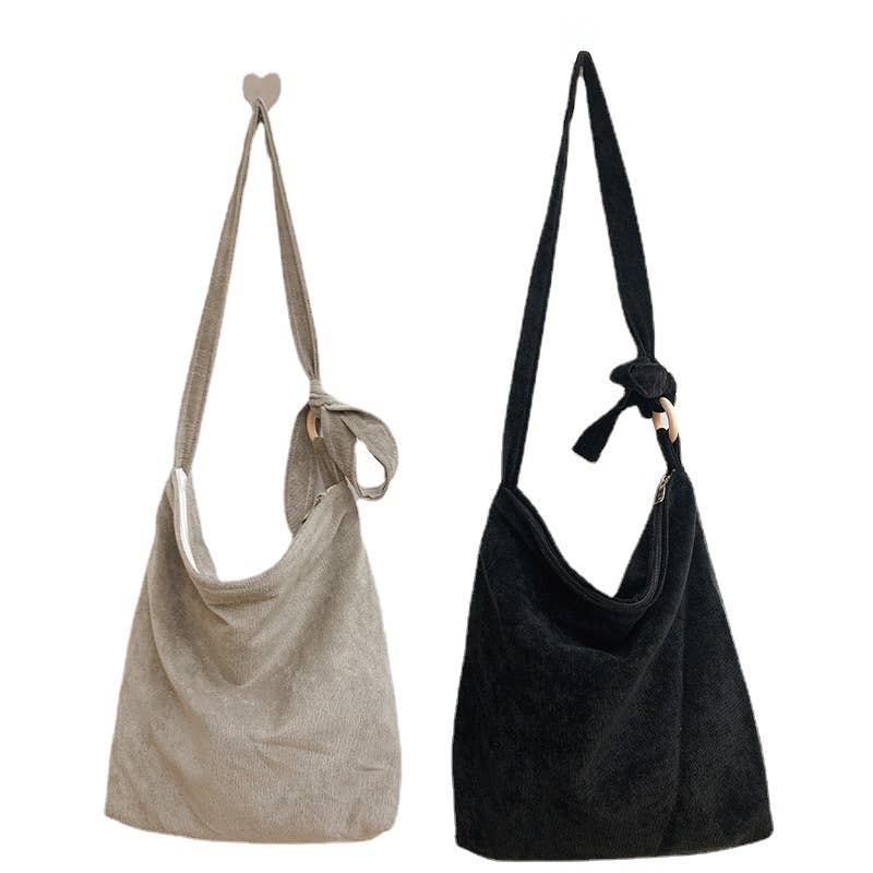 Retro corduroy laid-back single-shoulder bag