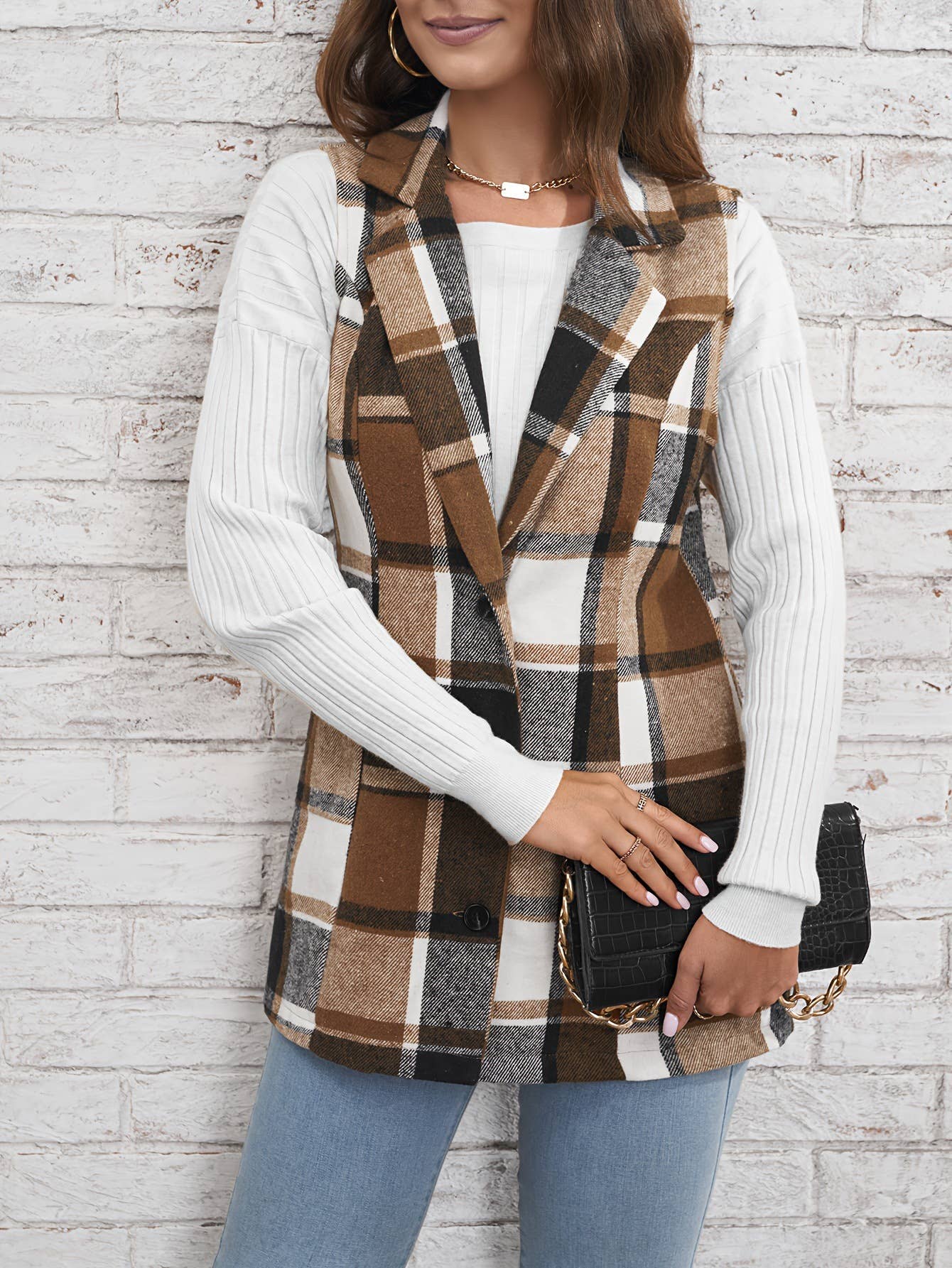 Elegant style all-in-one sleeveless cardigan