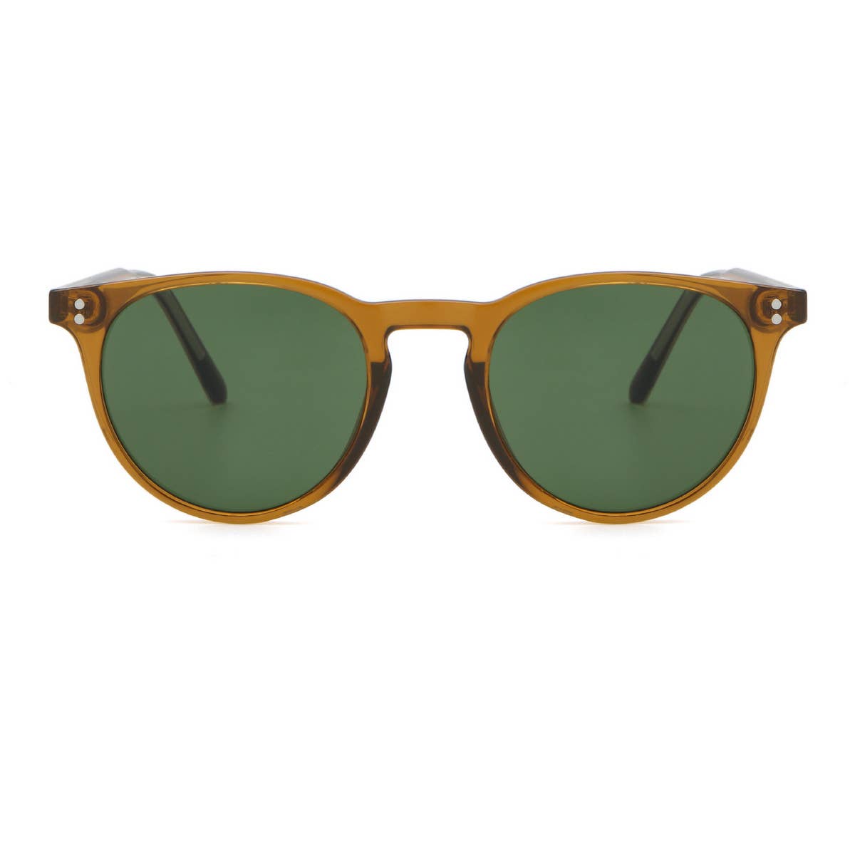 FASHIONABLE FAUX ACETATE ROUND FRAME SUNGLASSES