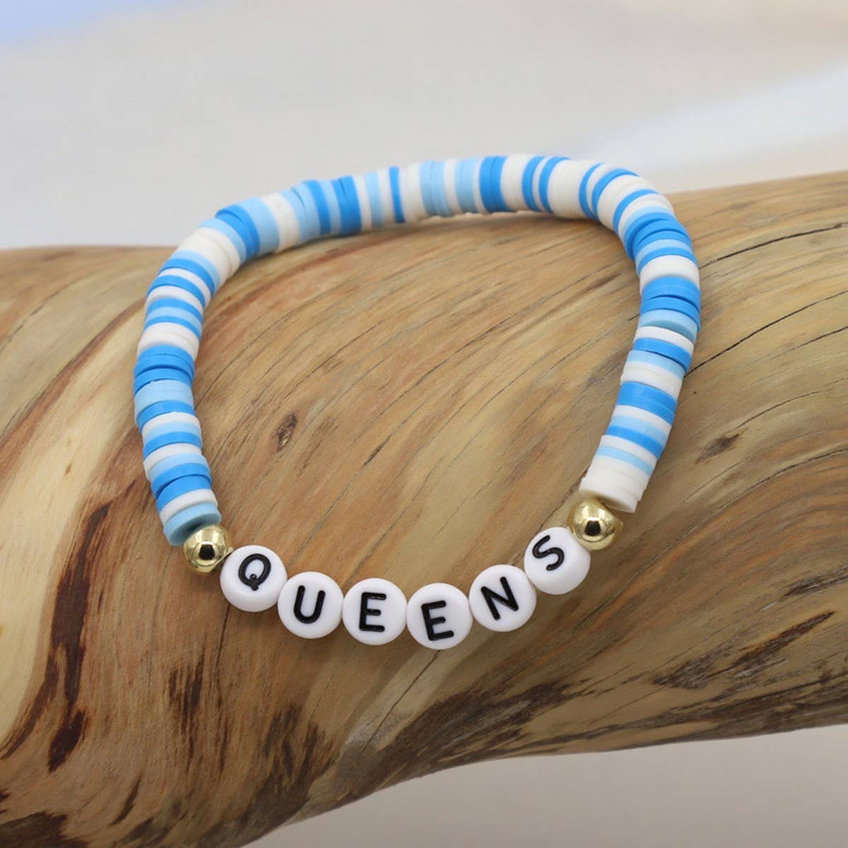 COLORFUL POLYMER CLAY LETTER BEADED BRACELET