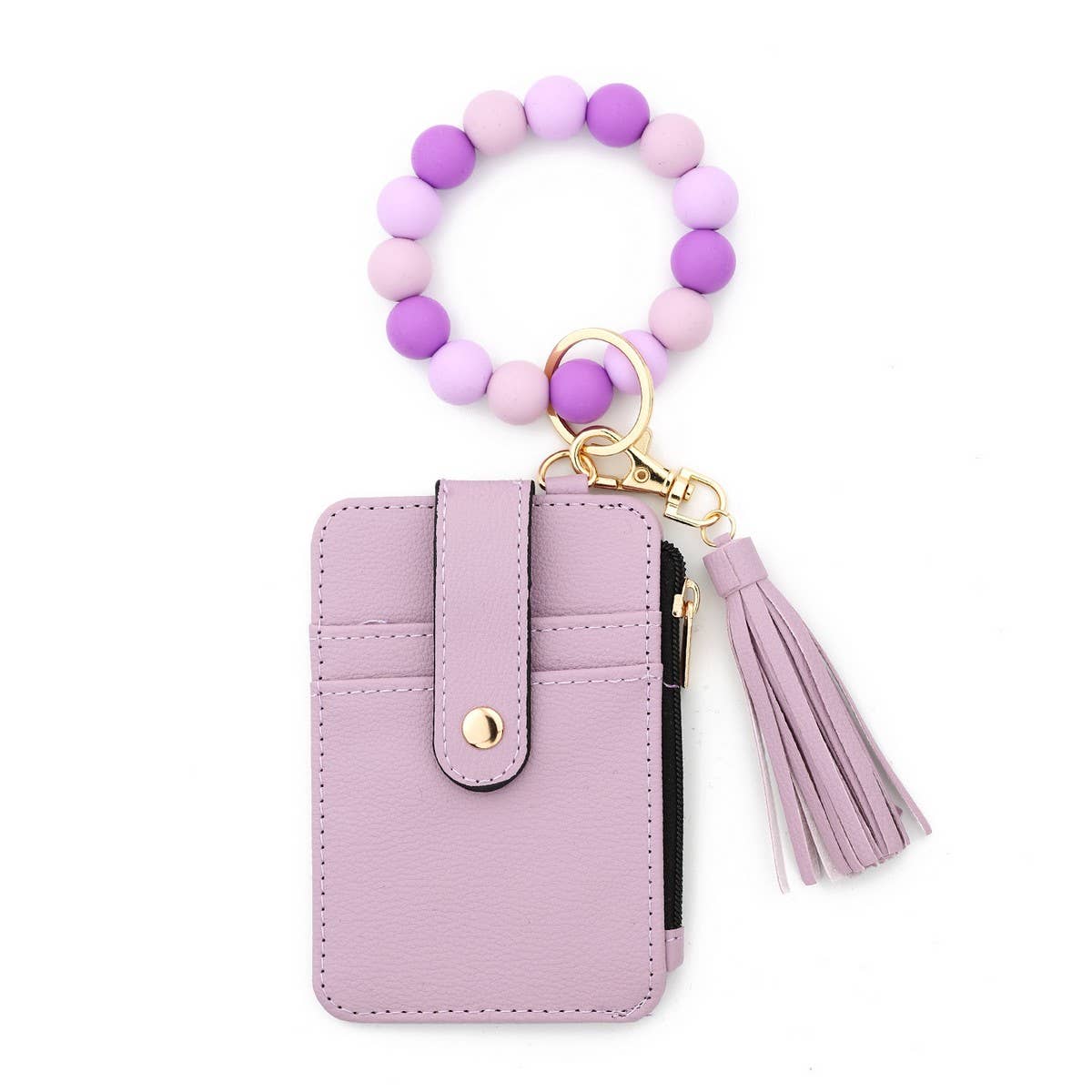 Pattern PU Card Holder with Silicone Bead Chain_CWAB4966