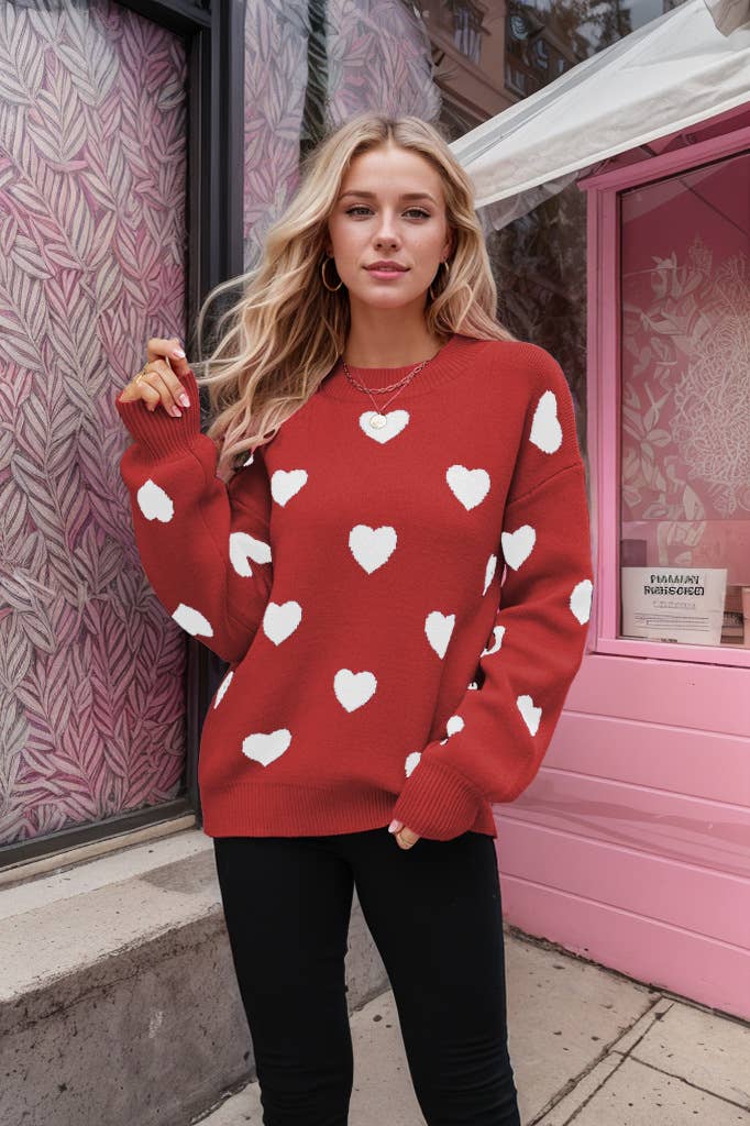 VALENTINE'S LOVE PULLOVER SWEATER FOR WOMEN