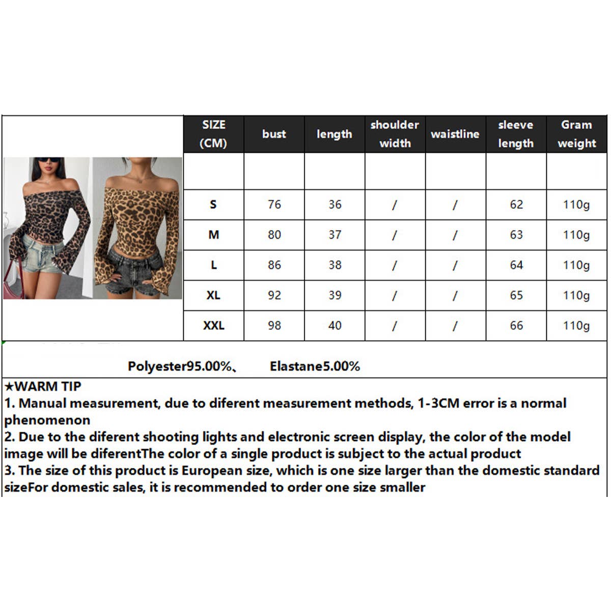 Leopard gauze one-shoulder long-sleeved T-shirt