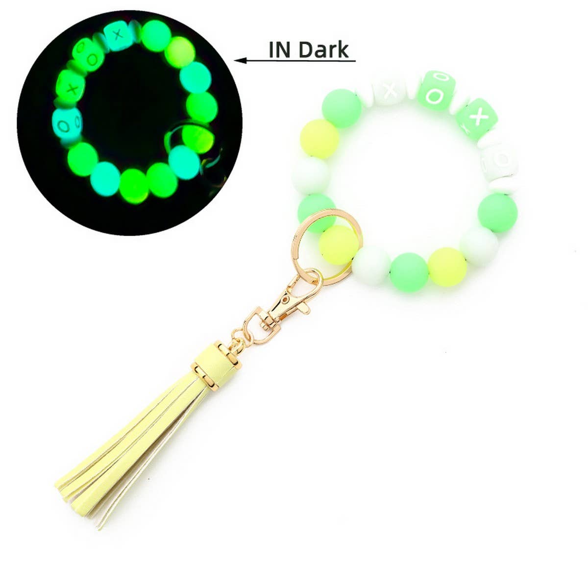 Glow-in-the-Dark Wristband with Tassel Keychain