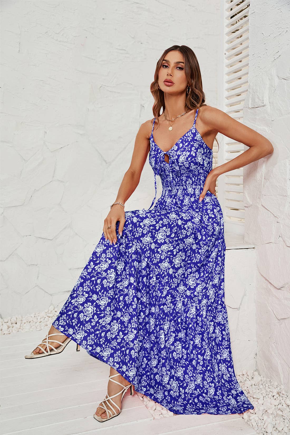 PRINT SEXY HALTER DRESS