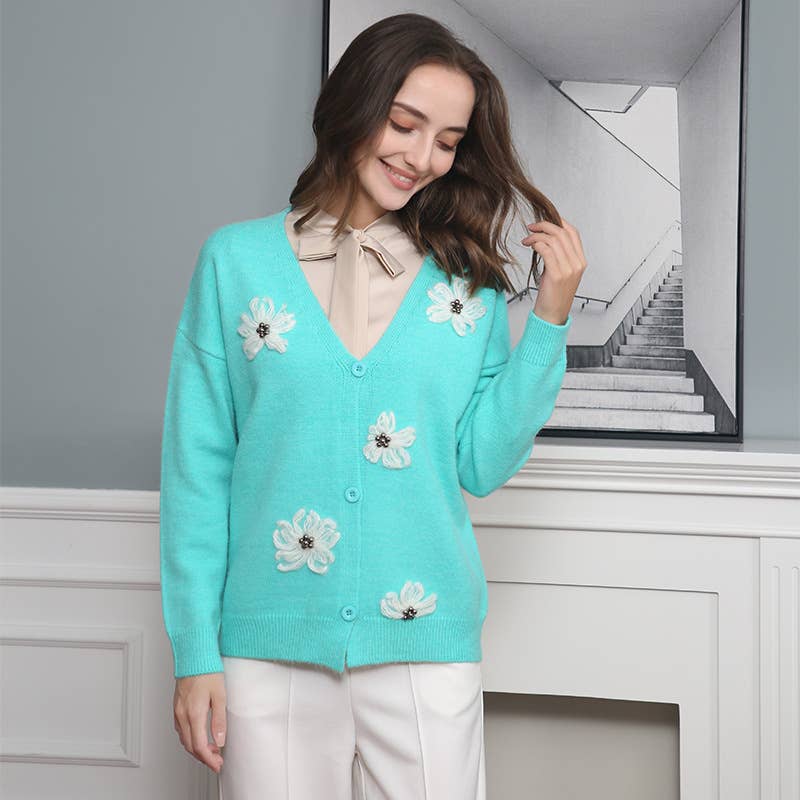 LONG SLEEVE EMBROIDERED LOOSE FASHION CARDIGAN