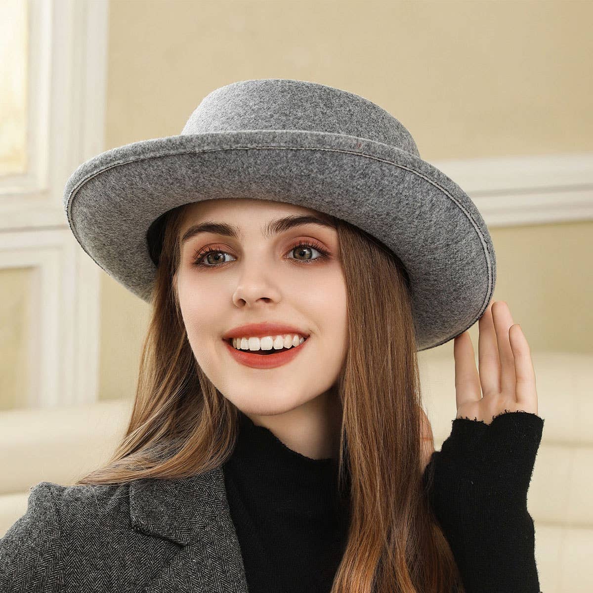 WOMEN'S VINTAGE WIDE-BRIMMED FEDORA FASHION HAT_CWAH1974